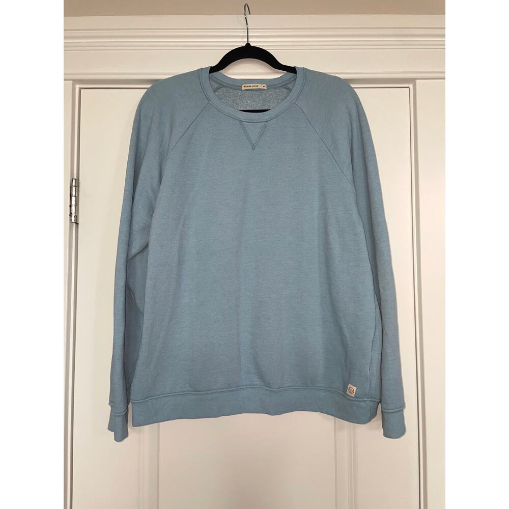 Marine Layer Women's Blue Fleece Crewneck Pullover XL Sweater USA Lightning Bolt